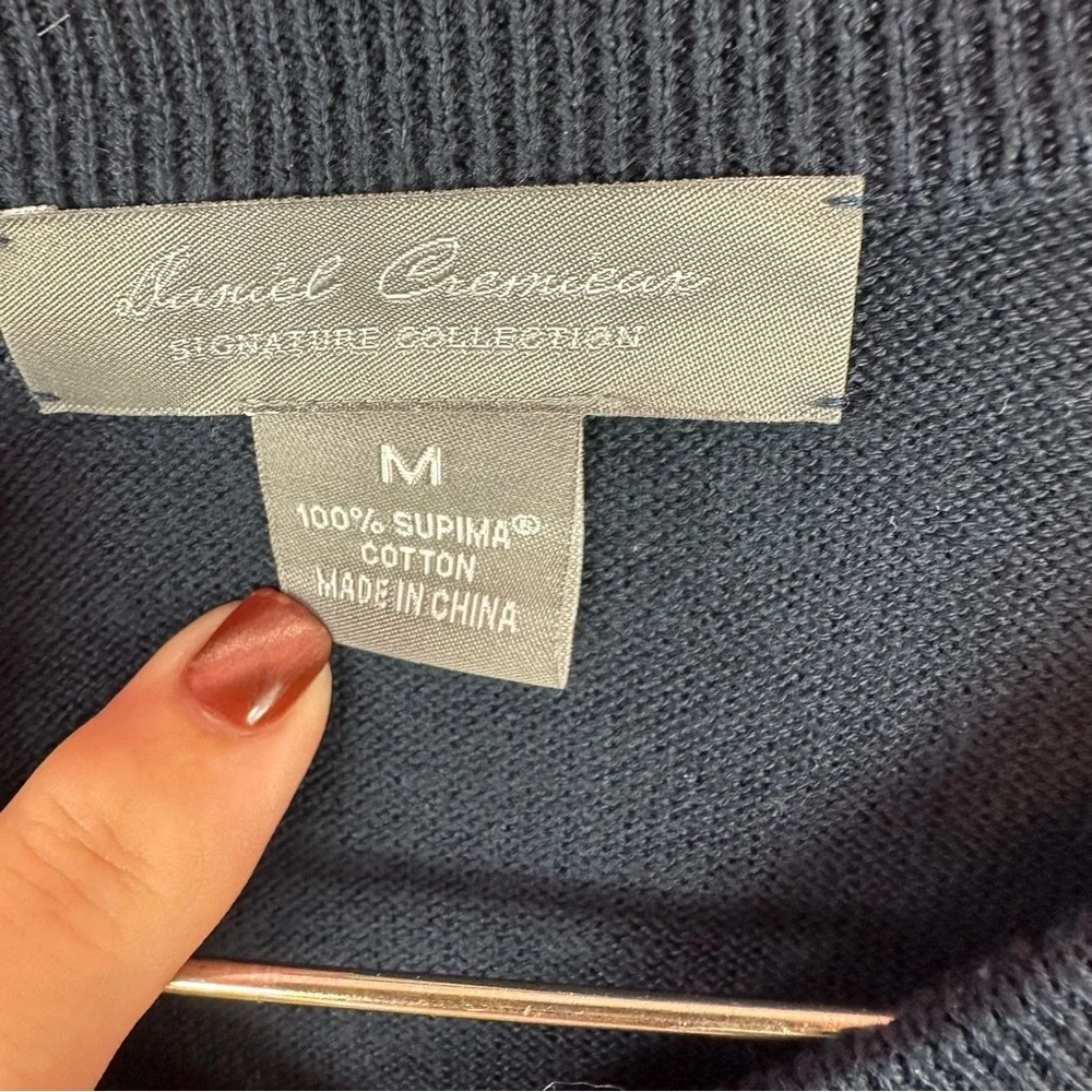 daniel cremieux signature collection Mens M Classic navy V-Neck cotton Sweater